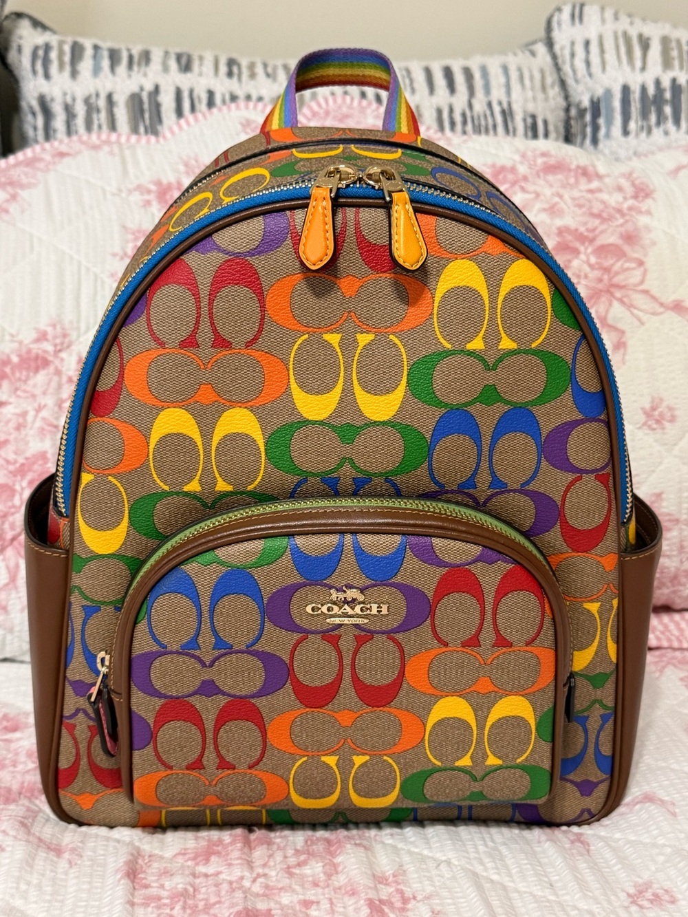 Coach Multicolor Rainbow Signature Canvas Backpack